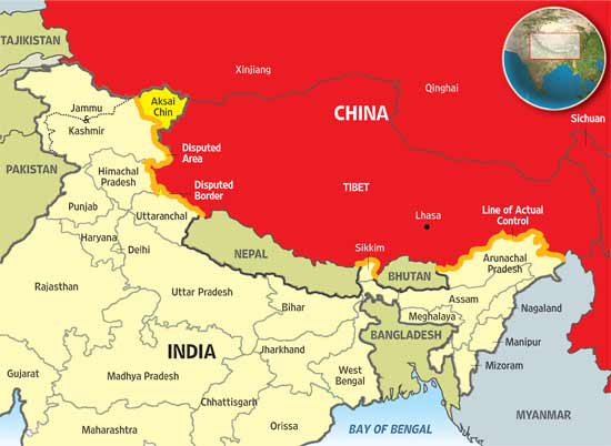 Image result for India-china map